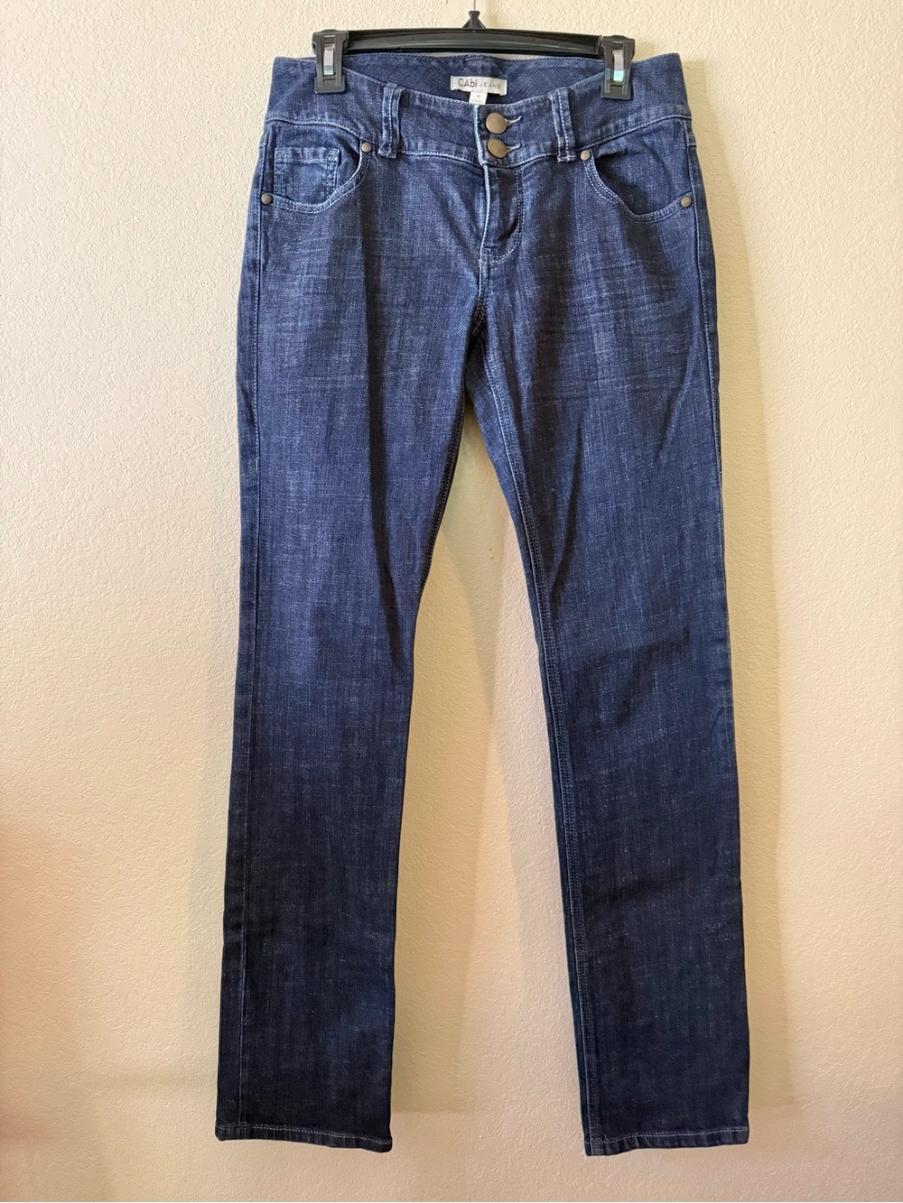 CAbi Straight Leg Low Rise Double Button Jeans - Picture 2 of 5
